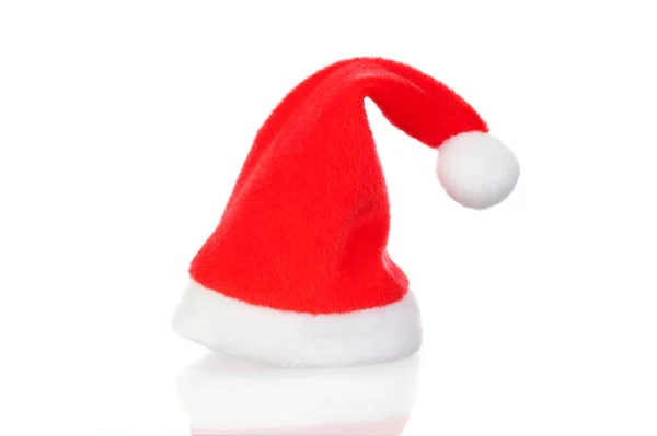 Κόκκινο Καπέλο Santa Που Απομονώνονται Λευκό Φόντο — Φωτογραφία Αρχείου