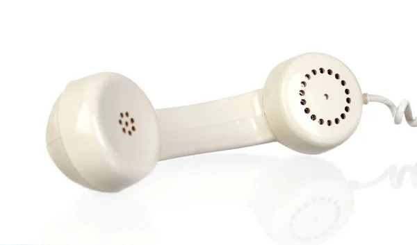 Telefone Vintage Branco Auscultador Isolado Fundo Branco — Fotografia de Stock