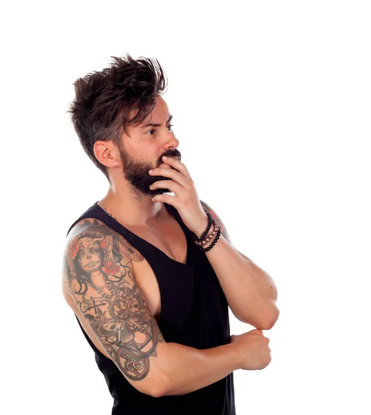 Beau jeune homme avec des tatouages — Photo