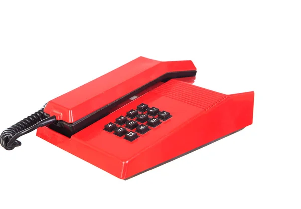 Красный Винтажный Телефон Изолирован Белом Фоне — стоковое фото