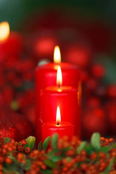 Candele rosse di Natale — Foto Stock