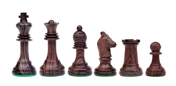 Satz Brauner Schachfiguren Isoliert Auf Weißem Hintergrund — Stockfoto