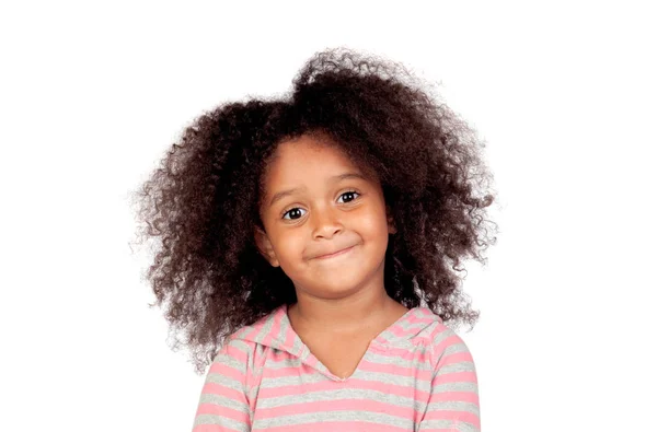 Niña Africana Feliz Aislada Sobre Fondo Blanco — Foto de Stock