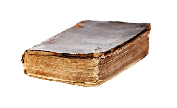 Vecchio Libro Con Copertina Marrone Isolato Sfondo Bianco — Foto Stock