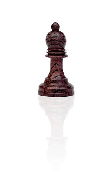 Piece Σκάκι Ξύλινα Πιόνι Απομονωθεί Λευκό Φόντο — Φωτογραφία Αρχείου