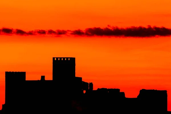 Silhouette of amazing castle — Stock Photo, Image