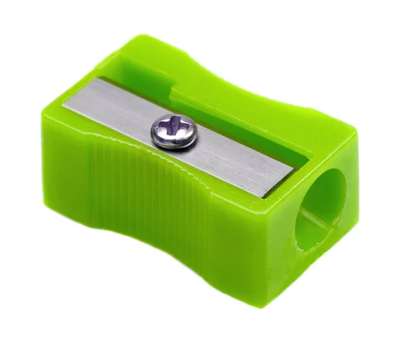 Green Pencil Sharpener Isolated White Background — Stock Photo, Image