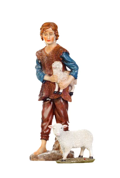 Estatuilla de pastor con corderos — Foto de Stock