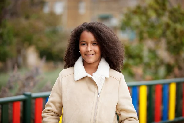 公園内の美しい髪で幸せなアフリカの女の子 — ストック写真