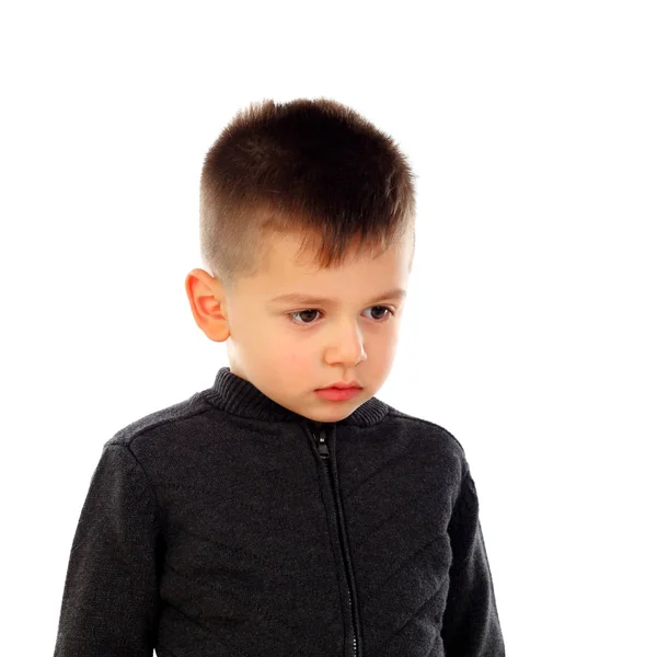 Αστείο Μικρό Αγόρι Που Απομονώνονται Λευκό Φόντο — Φωτογραφία Αρχείου