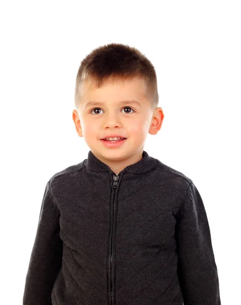 Divertido Niño Sonriendo Aislado Sobre Fondo Blanco — Foto de Stock