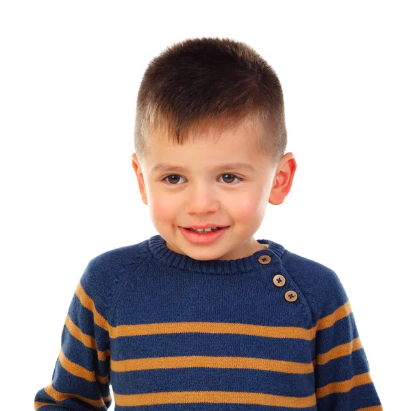 Cute Little Boy Smiling Isolated White Background — Stock Photo, Image