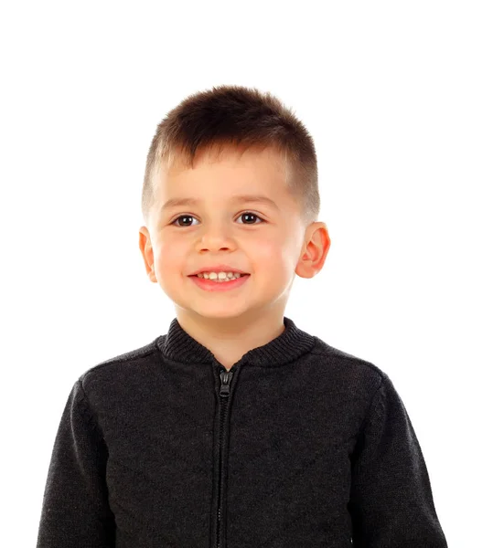 Grappig Jongetje Glimlachend Geïsoleerd Witte Achtergrond — Stockfoto
