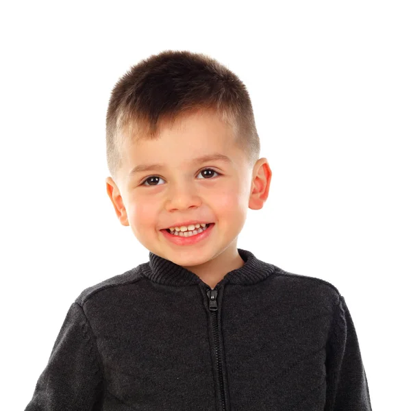 Lustige Kleine Junge Lächelt Isoliert Auf Weißem Hintergrund — Stockfoto