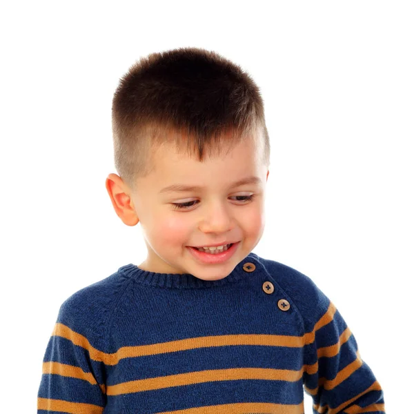 Cute Little Boy Isolated White Background — 图库照片