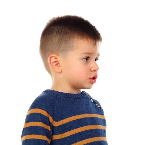 Cute Little Boy Isolated White Background — Φωτογραφία Αρχείου