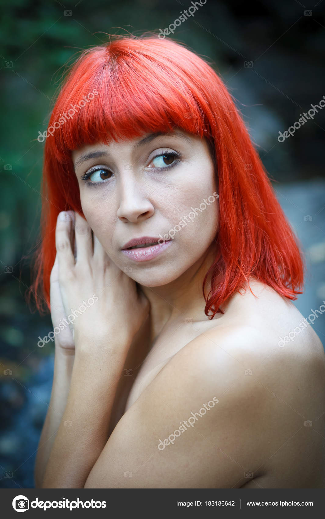 Attractive Young Red Haired Naked Woman Outdoor Stock Image Attractive Young Red Haired Naked Woman Outdoor Stock Image