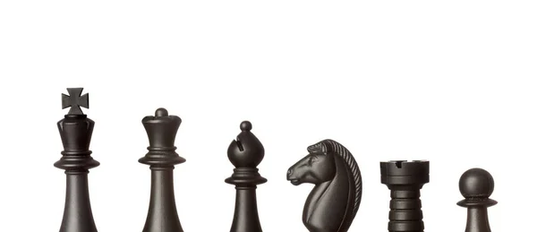 Set Black Chess Pieces Isolated White Background — Stock Photo, Image