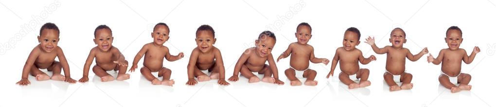 funny and happy african babies  isolated on white background