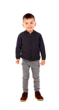 Beyaz arka plan üzerinde izole şirin küçük çocuk