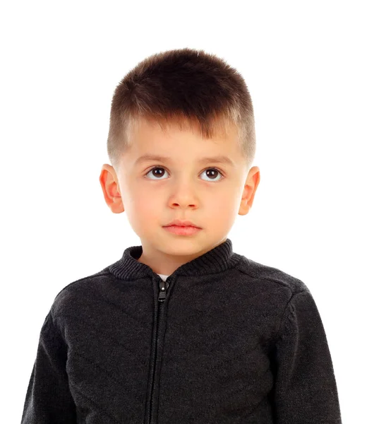 Cute Little Boy Isolated White Background — 图库照片