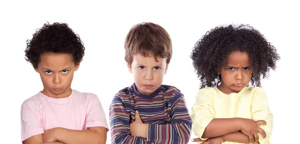 Muchos Niños Enojados Aislados Sobre Fondo Blanco — Foto de Stock