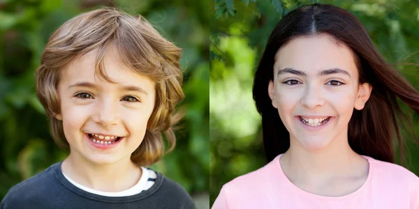 아름다운 미소를 자녀와 자연계 — 스톡 사진