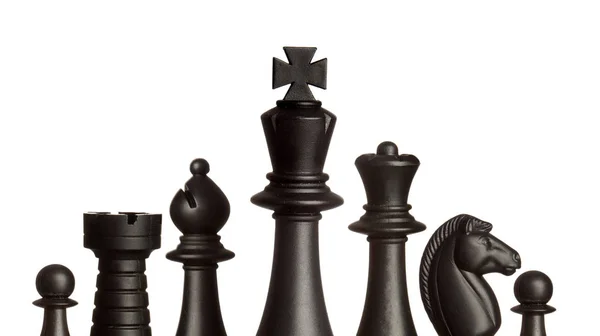 Set Black Chess Pieces Isolated White Background — Stock Photo, Image