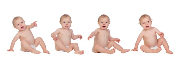 Funny Happy Babies Isolated White Background Royalty Free Stock Photos