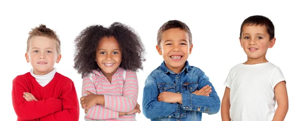 Feliz Bonito Crianças Pequenas Isoladas Fundo Branco — Fotografia de Stock