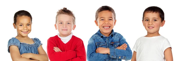 Щасливі Милі Маленькі Діти Ізольовані Білому Тлі — стокове фото