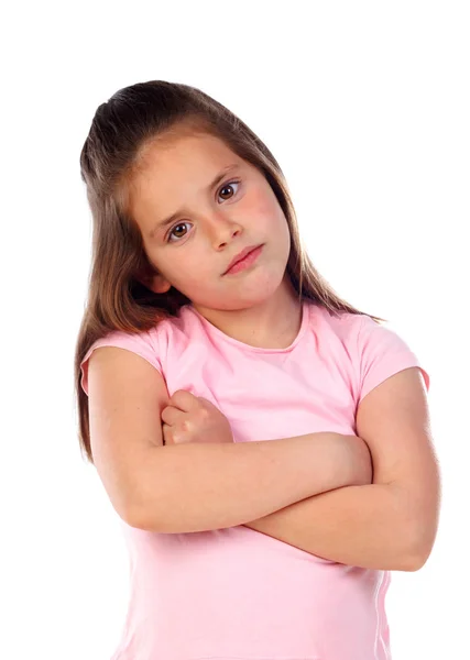 Chère Petite Fille Isolée Sur Fond Blanc — Photo