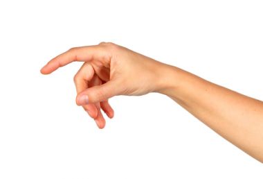 Kadın eli beyaz arkaplanda izole edilmiş