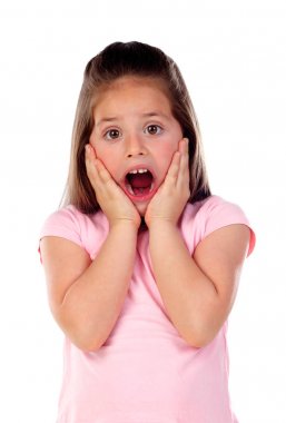 Beyaz arka plan üzerinde izole hayran küçük kız