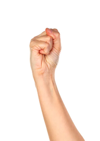 Female Hand Showing Fist Isolated White Background — Stock Photo, Image