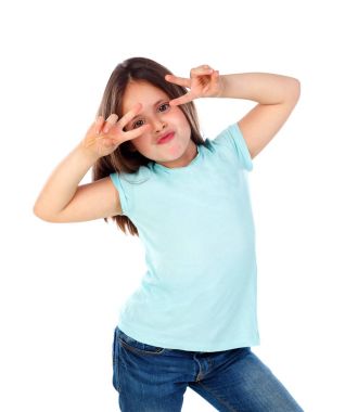 küçük kız izole üzerinde beyaz arka plan poz