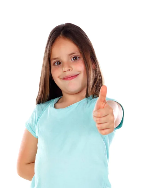 Mutlu Küçük Kız Izole Üzerinde Beyaz Arka Plan Yukarı Gösterilen — Stok fotoğraf