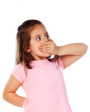 Beyaz arka plan üzerinde izole hayran küçük kız