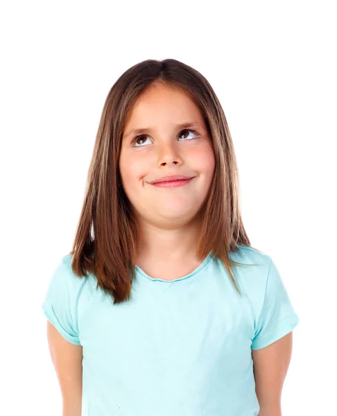 Feliz Niña Posando Aislada Sobre Fondo Blanco — Foto de Stock