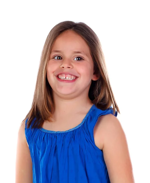 Mutlu Küçük Kız Poz Beyaz Arka Plan Üzerinde Izole — Stok fotoğraf