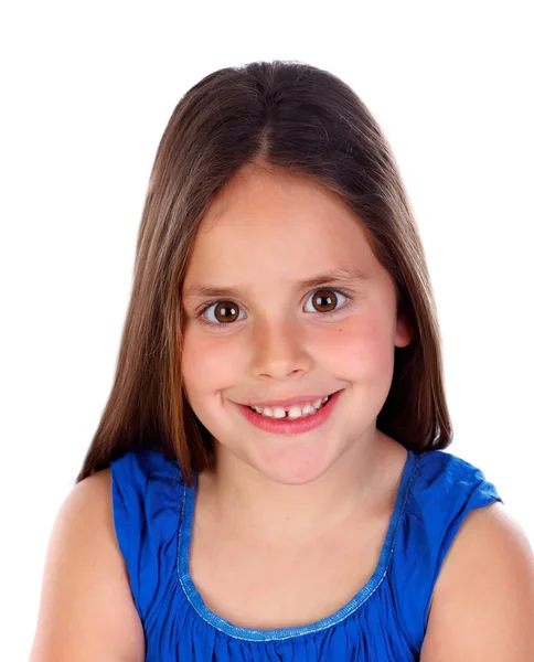 Glückliches Kleines Mädchen Posiert Isoliert Auf Weißem Hintergrund — Stockfoto