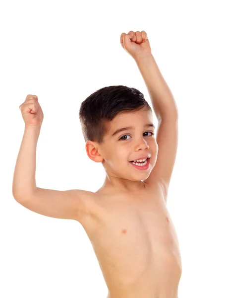 Щасливий Сорочки Маленький Хлопчик Ізольований Білому Тлі — стокове фото