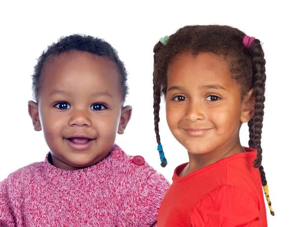 Bonito Menina Afro Americana Menino Isolado Sobre Fundo Branco — Fotografia de Stock