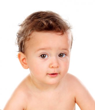 Beyaz arka plan üzerinde izole bir sevimli bebek