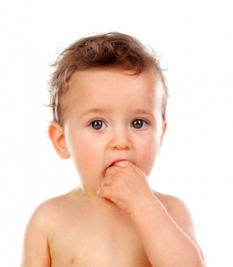 Beyaz arka plan üzerinde izole bir sevimli bebek