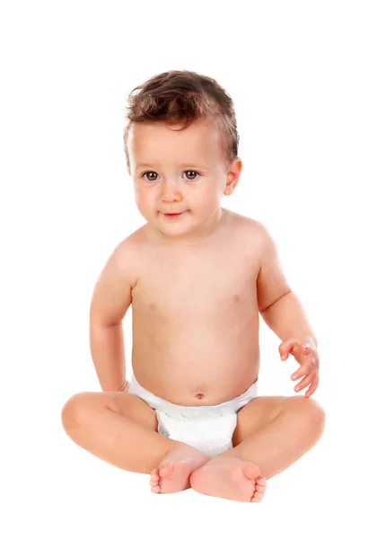 Αξιολάτρευτο Μωρό Αγόρι Που Απομονώνονται Λευκό Φόντο — Φωτογραφία Αρχείου