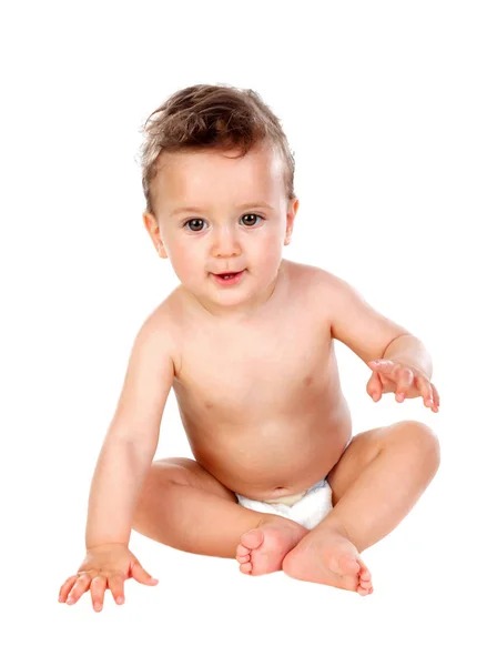 Adorable Baby Boy Isolated White Background — Stock Photo, Image