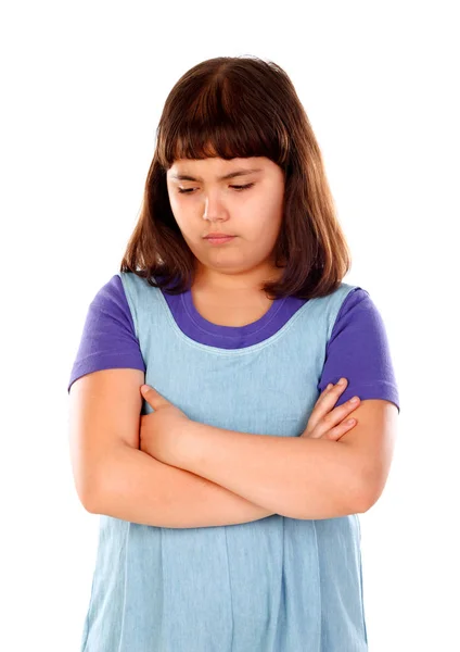 Angry Little Girl Aislado Sobre Fondo Blanco — Foto de Stock