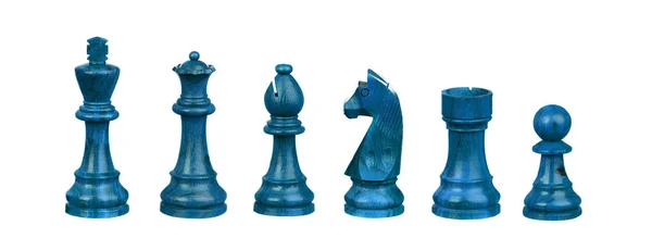 Échecs bleus Isolé sur Blanc — Photo