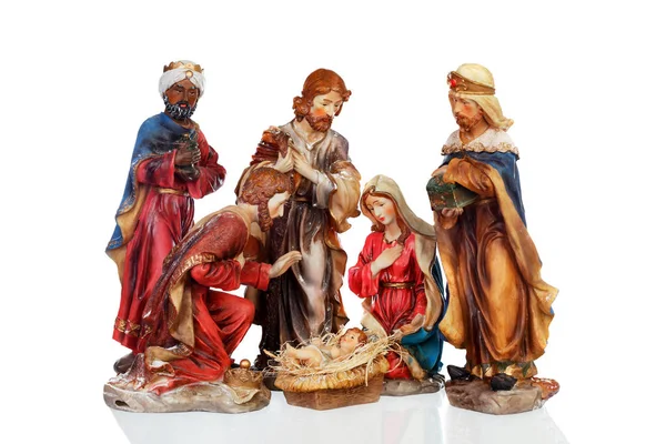 Keramiske figurer til julekrybben – stockfoto